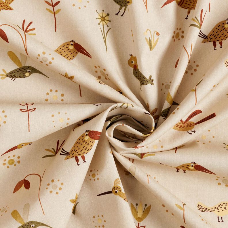 Popelina de algodão Pássaros no prado – natural,  image number 3