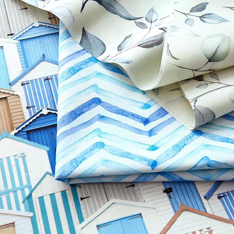 Tecido para exteriores Lona Casas de praia – azul/branco,  image number 5