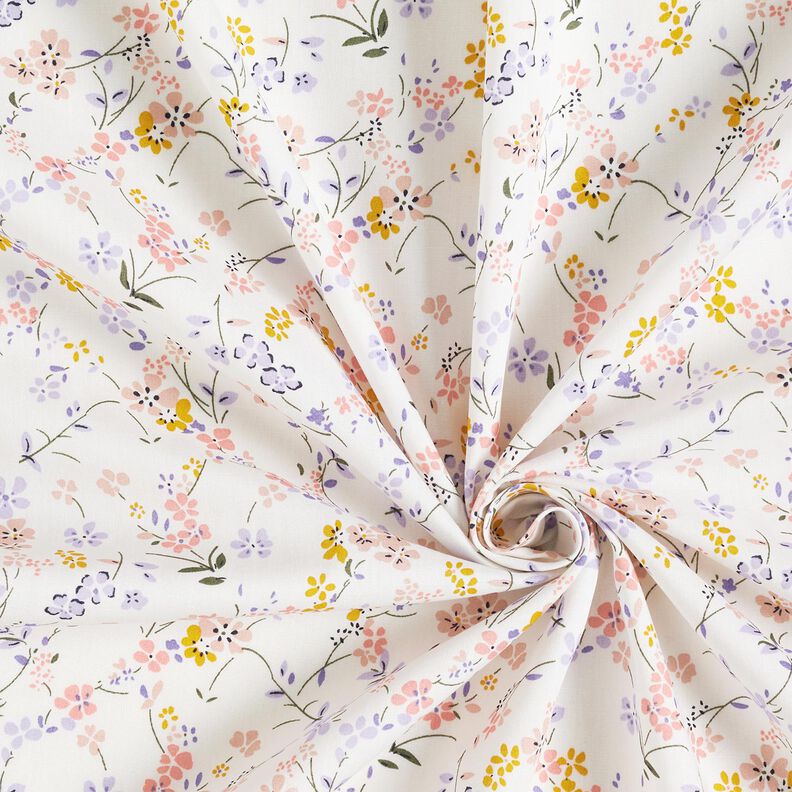 Popelina de algodão Flores delicadas – branco/lilás,  image number 3