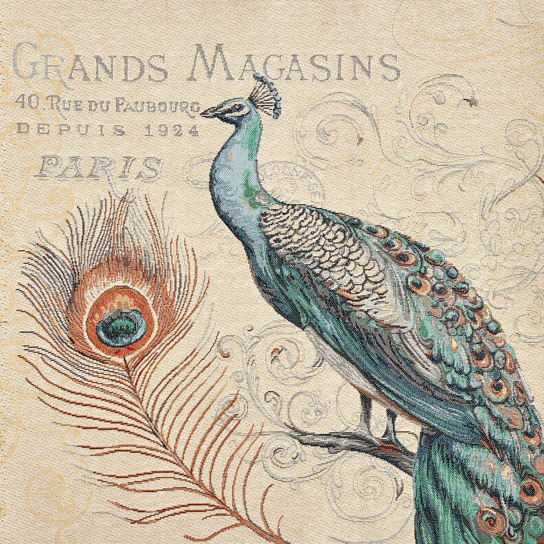 Painel decorativo Gobelina Pav&atilde;o &ndash; bege claro/azul,  image number 1