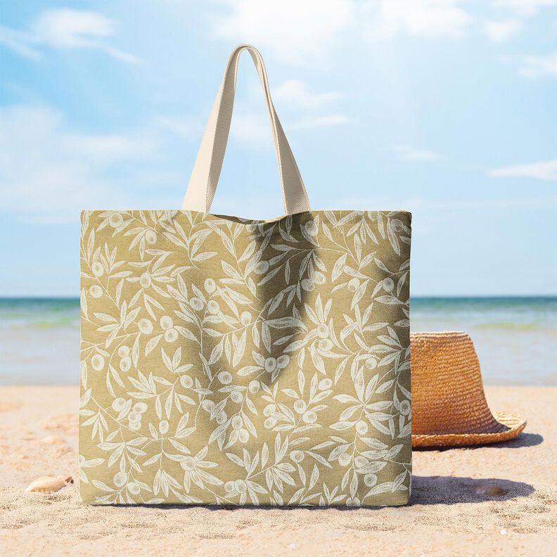 Algodão revestido Jacquard Azeitonas revestidas – amarelo-azeitona/bege claro,  image number 6