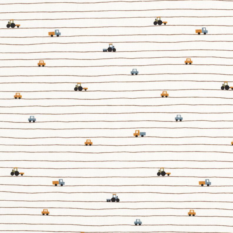 Jersey de algodão Veículos Mini às riscas – branco sujo,  image number 1