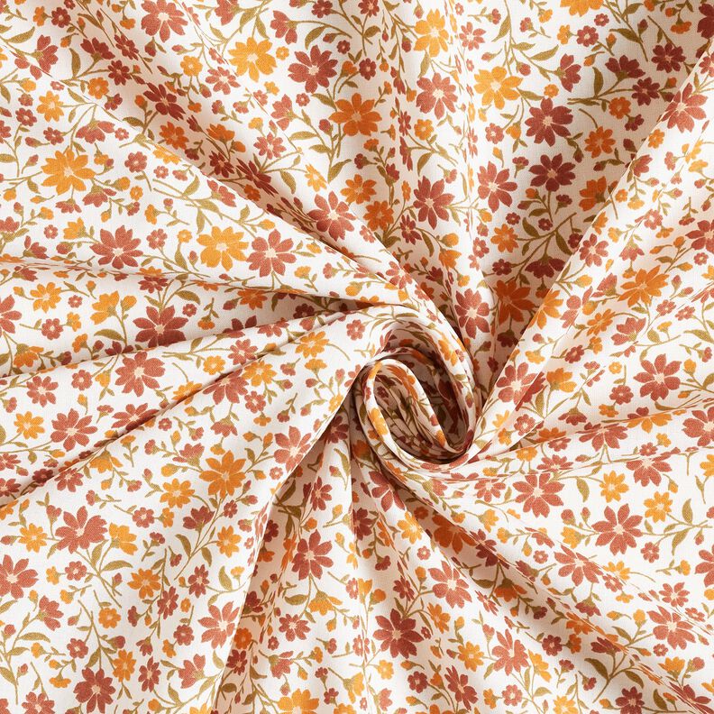 Popelina de algodão Flores de outono – branco/bordeaux,  image number 3
