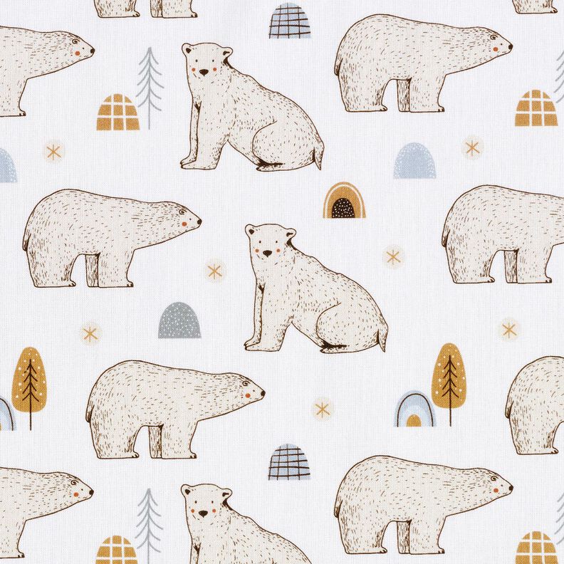 Popelina de algodão Ursos polares Impressão Digital – branco,  image number 1