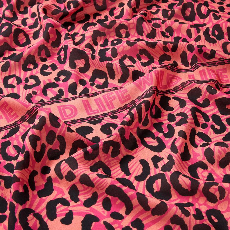 Viscose Voile Leo e flores Design de rebordo Barra – pink/laranja,  image number 3