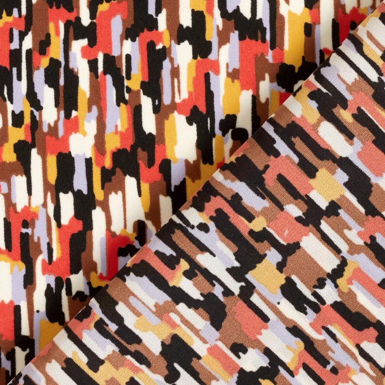 Tecido crepe Pinceladas &ndash; preto/terracota,  image number 4