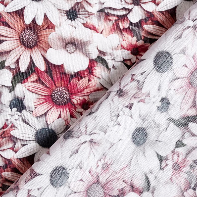 Tecido de viscose Mar de margaridas &ndash; branco/p&uacute;rpura,  image number 4