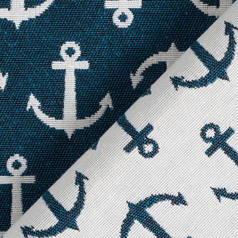 Tecido para decoração Jacquard Âncora – azul-oceano/branco,  image number 4