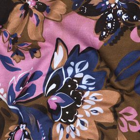 French Terry Sweat de verão Flores pintadas Impressão Digital – índigo/castanho, 