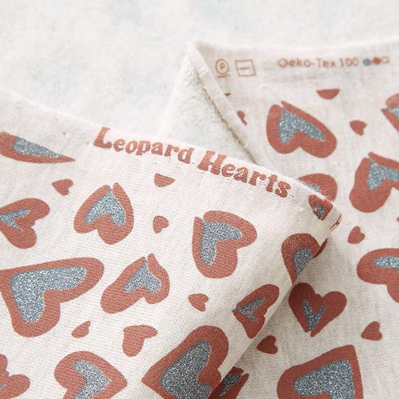 Sweatshirt cardada Corações de leopardo brilhantes – natural,  image number 4
