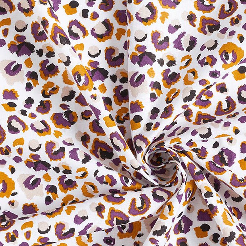 Tecido de algodão Cretone Leopardo – beringela/branco,  image number 3