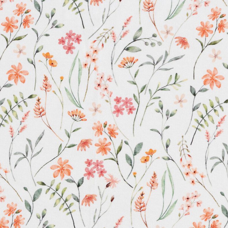 GOTS Jersey de algodão Prado de flores silvestres Impressão Digital – marfim,  image number 1