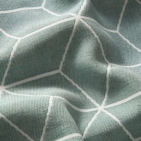 Tecido para decoração Jacquard Cubos modernos – verde amarelado/marfim, 