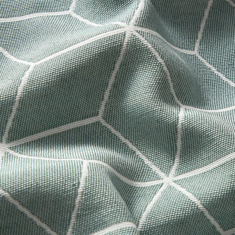 Tecido para decoração Jacquard Cubos modernos – verde amarelado/marfim,  image number 2