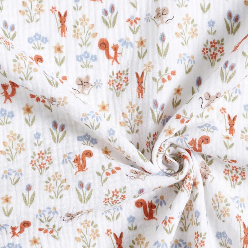 Musselina/ Tecido plissado duplo Esquilo e rato – branco,  image number 3