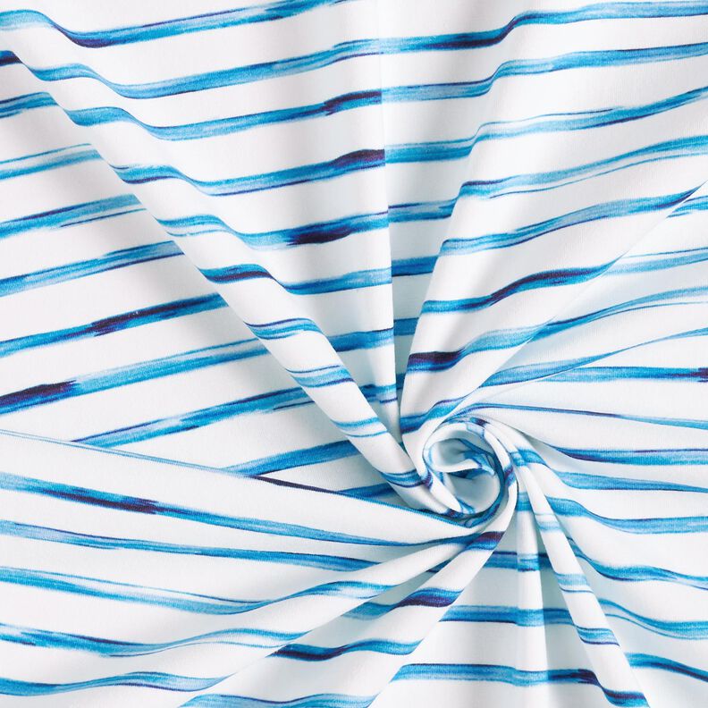 Jersey de algodão Riscas largas em aguarela Impressão Digital – marfim/azul,  image number 3