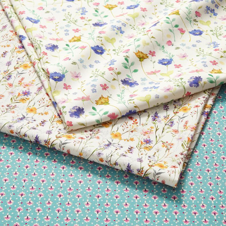 Tecido de algod&atilde;o Popelina Ornamentos pequenos &ndash; menta/violeta-pastel &ndash; menta/p&uacute;rpura m&eacute;dia,  image number 5