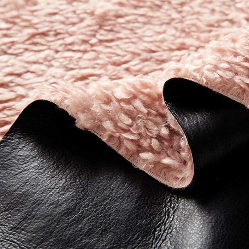 Imitação de pele com pelo artificial no reverso Liso – preto/rosa-velho claro,  image number 2
