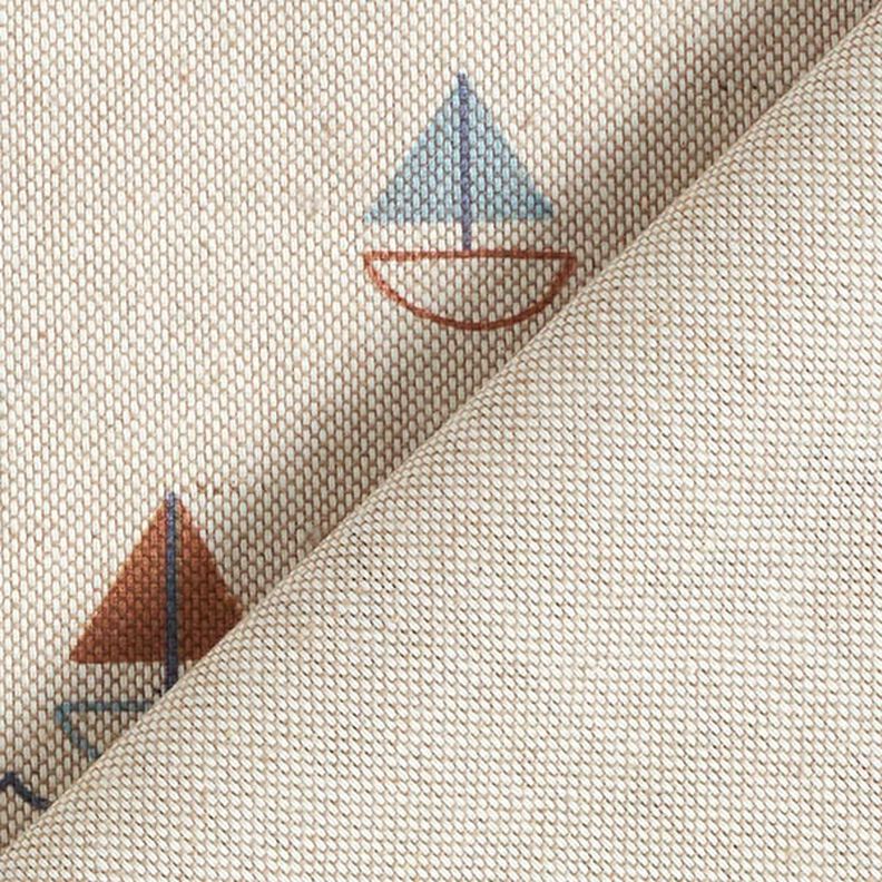 Tecido para decoração Meio linho Panamá Viagem de barco – natural/azul,  image number 4