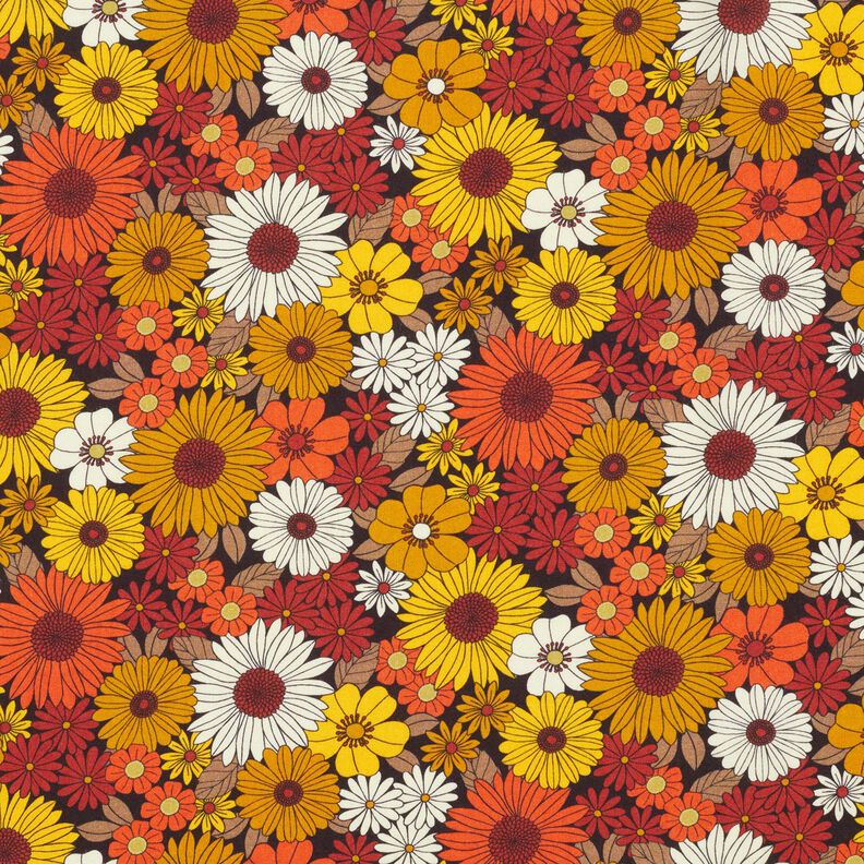 Tecido de viscose Flores de verão – amarelo-sol/preto,  image number 1