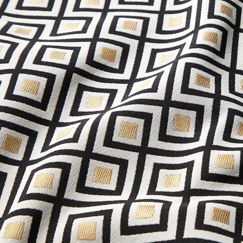 Tecido para decoração Jacquard Losangos Art Déco – branco sujo/dourado,  image number 2