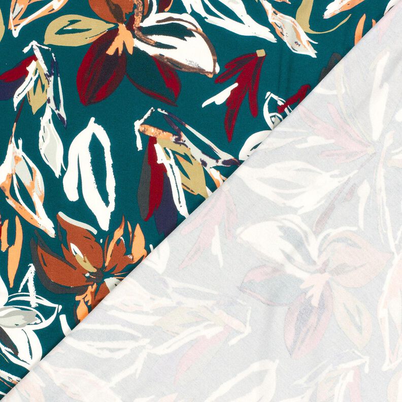 Jersey de viscose Flores modernas – azul petróleo/cobre,  image number 4