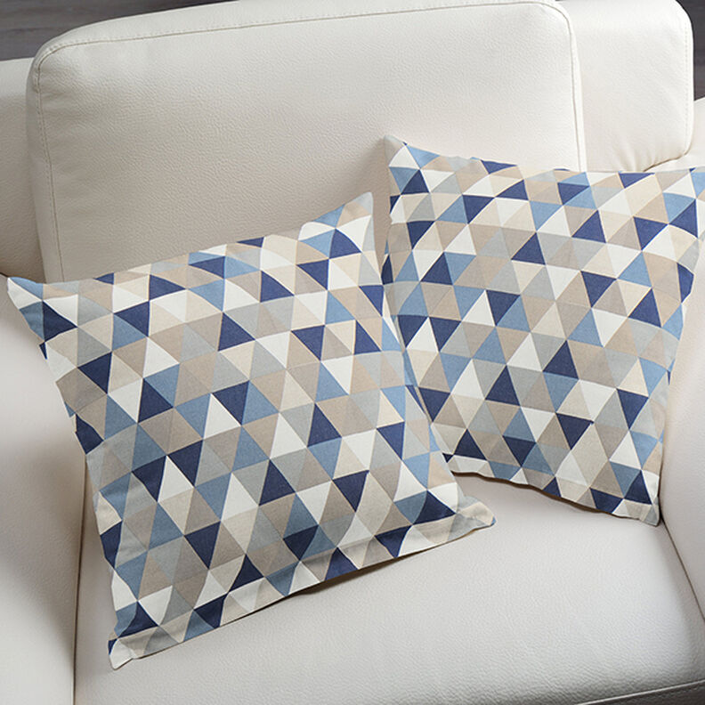 Tecido para decoração Meio linho Panamá Triângulos – azul,  image number 7