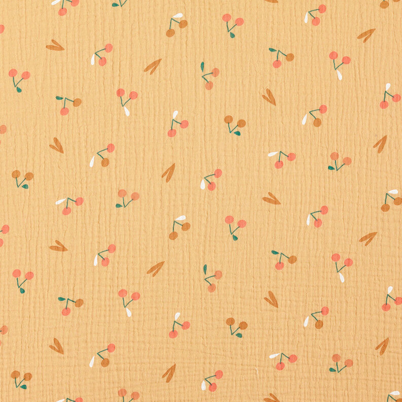 Musselina/ Tecido plissado duplo Cerejas &ndash; ouro velho/cor de caramelo,  image number 1