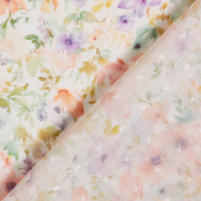 Tecido viscose Dobby Mar floral Aguarela Impressão digital – marfim/lavanda,  image number 4