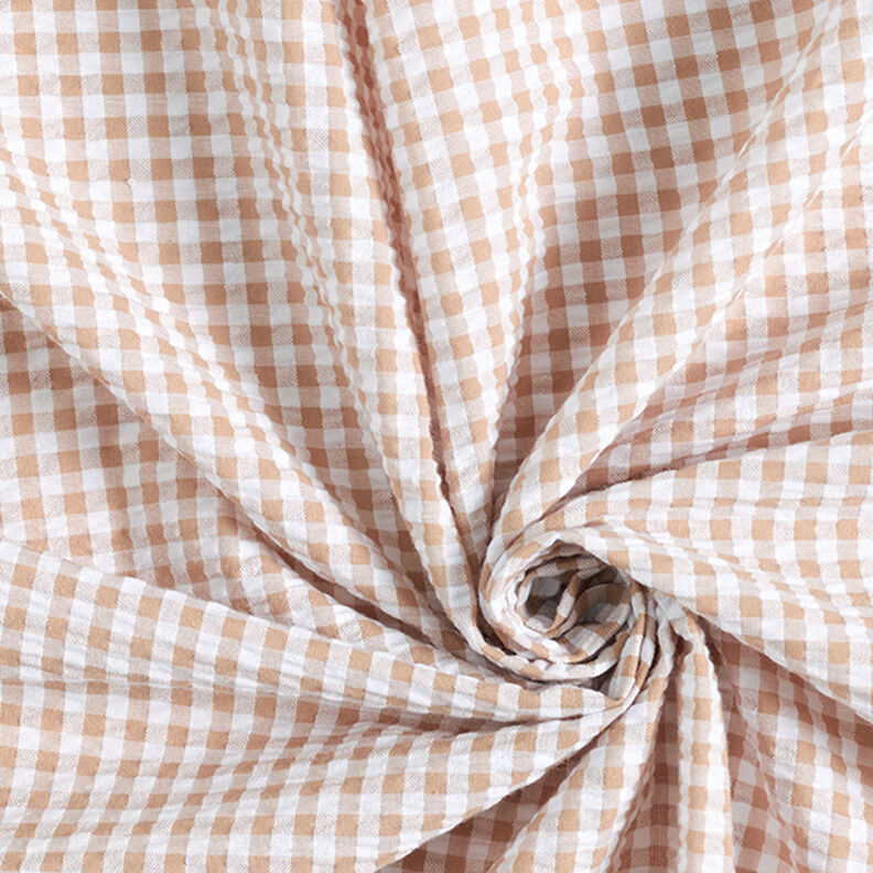 Anarruga Mistura de algodão Xadrez Vichy – bege,  image number 3