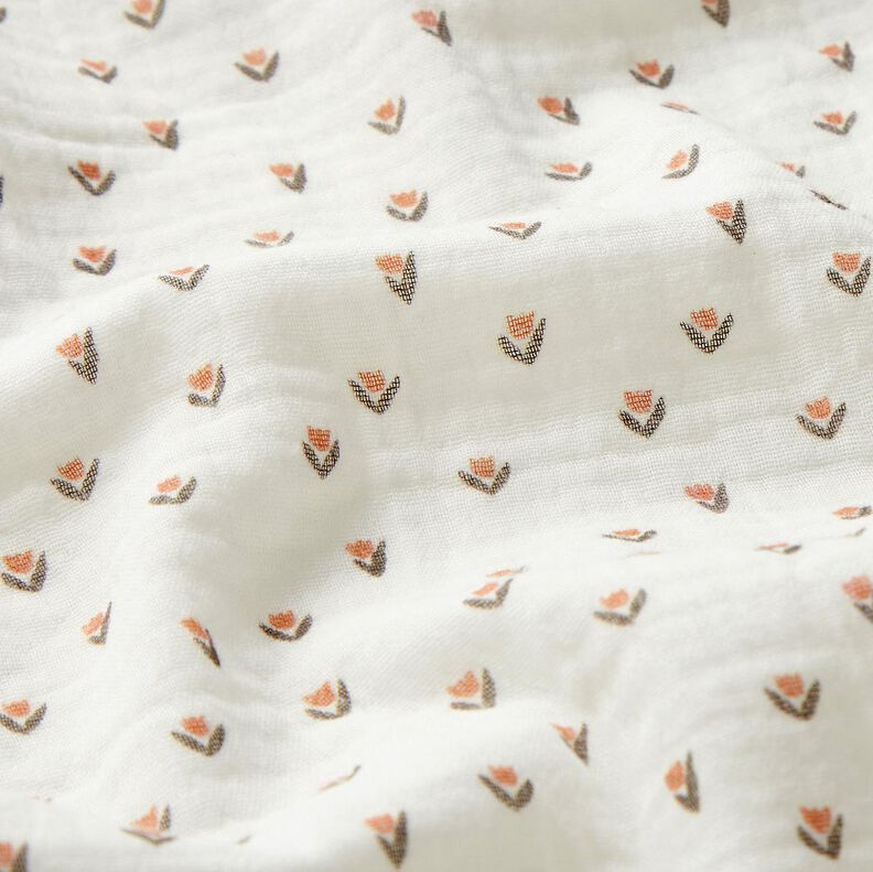 Musselina/ Tecido plissado duplo Mini tulipas Impressão Digital – branco,  image number 2