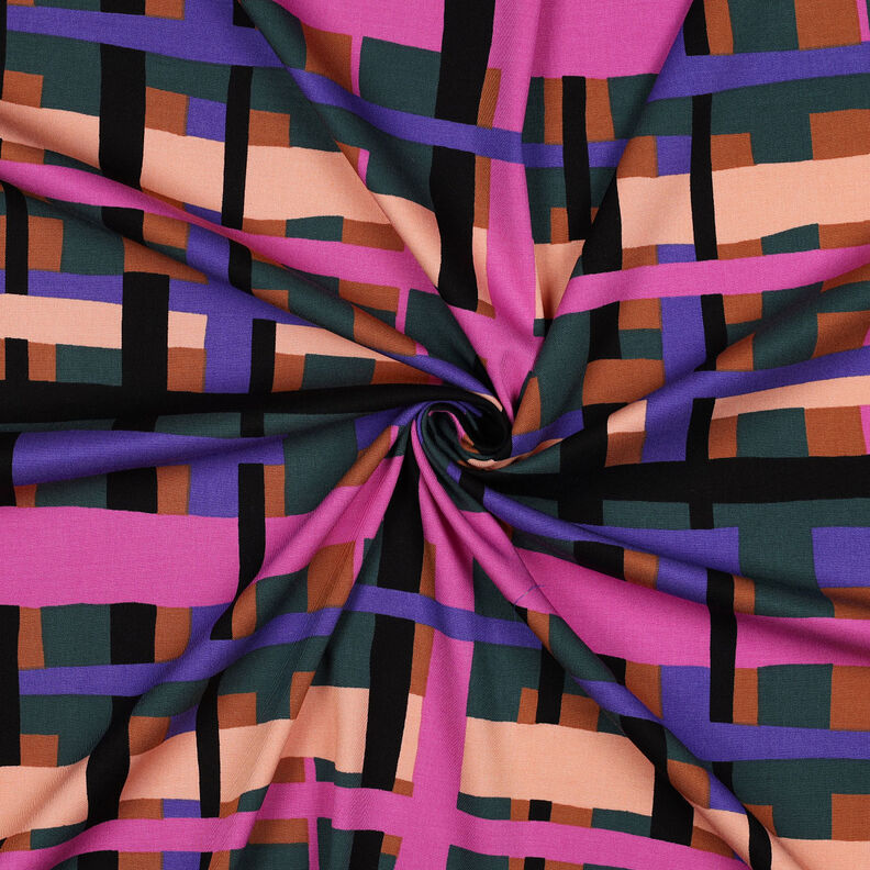 Tecido de viscose stretch Line Layers | Nerida Hansen – verde escuro/roxo,  image number 3