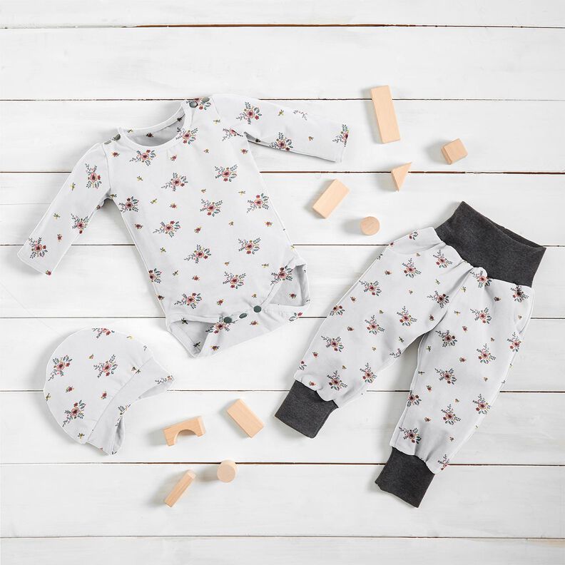 GOTS Jersey de algodão Flores espalhadas | Poppy Fabrics – branco,  image number 7