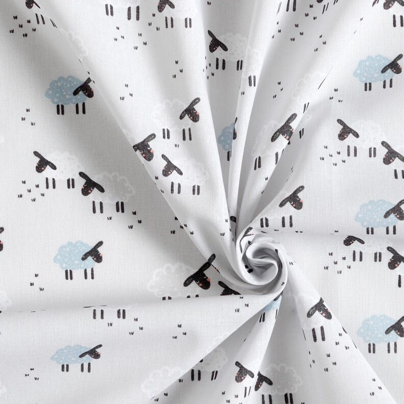 Popelina de algodão Ovelhas no prado – cinzento claro,  image number 3