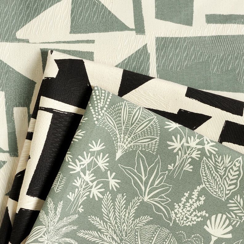 Tecido para decoração Jacquard Estrutura abstrata – verde amarelado/branco sujo,  image number 5