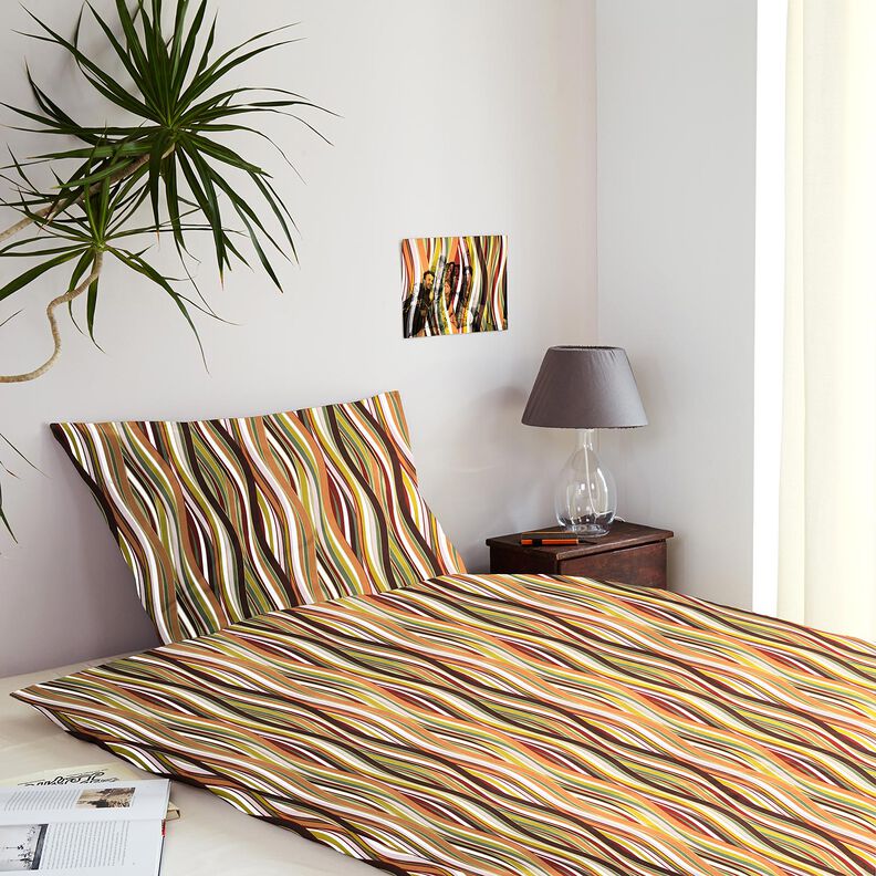 Tecido de algod&atilde;o Cretone Listras curvas &ndash; branco/laranja-claro,  image number 6