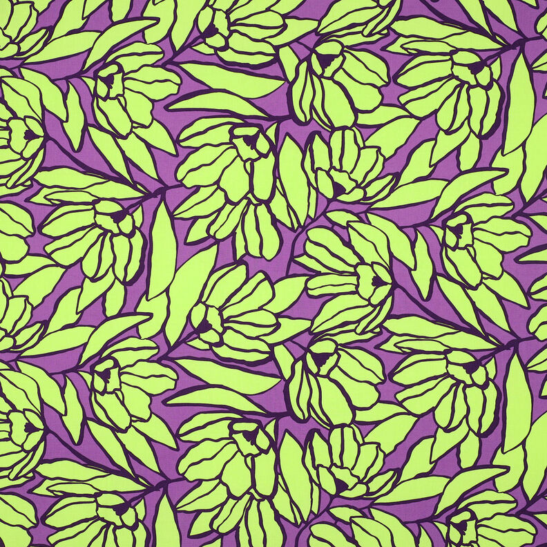 Lenzing Ecovero Inked Bouquet | Nerida Hansen – vermelho violeta médio/verde lima,  image number 1