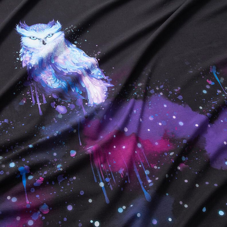 Jersey de algodão Coruja de inverno Barra | Glitzerpüppi – preto/uva,  image number 2