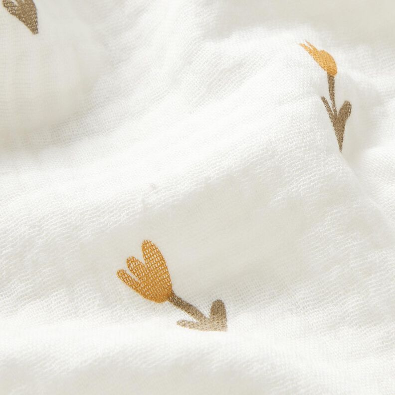 Musselina/ Tecido plissado duplo Florzinhas &ndash; marfim,  image number 2