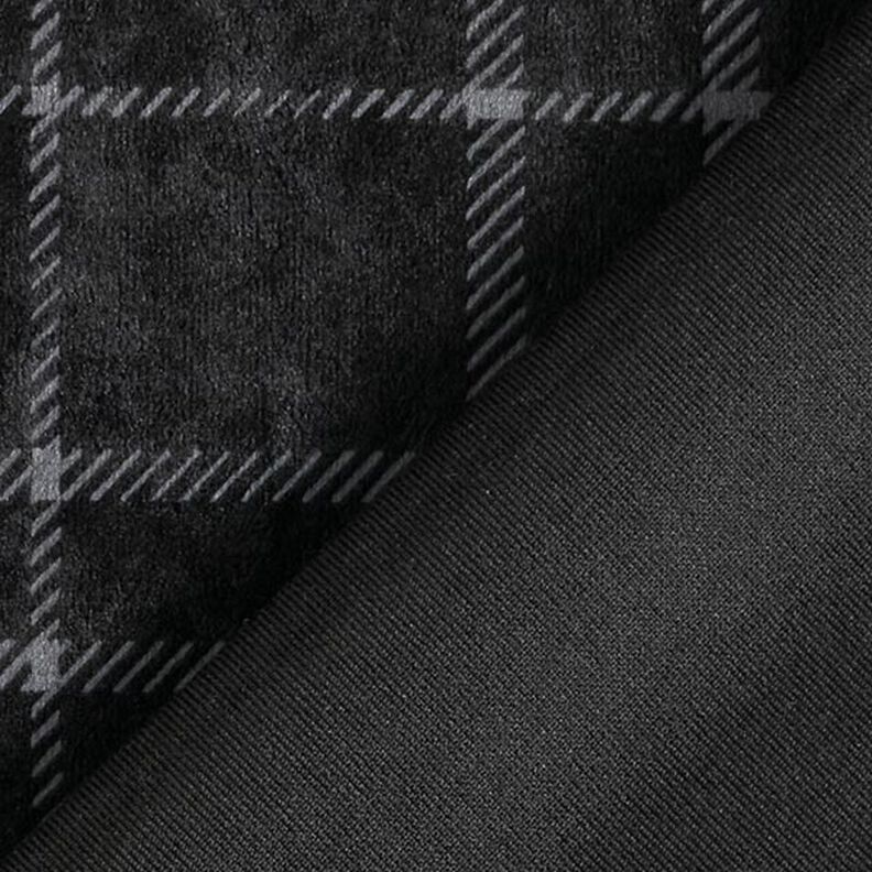 Tecido aveludado Nicki Xadrez – preto,  image number 4