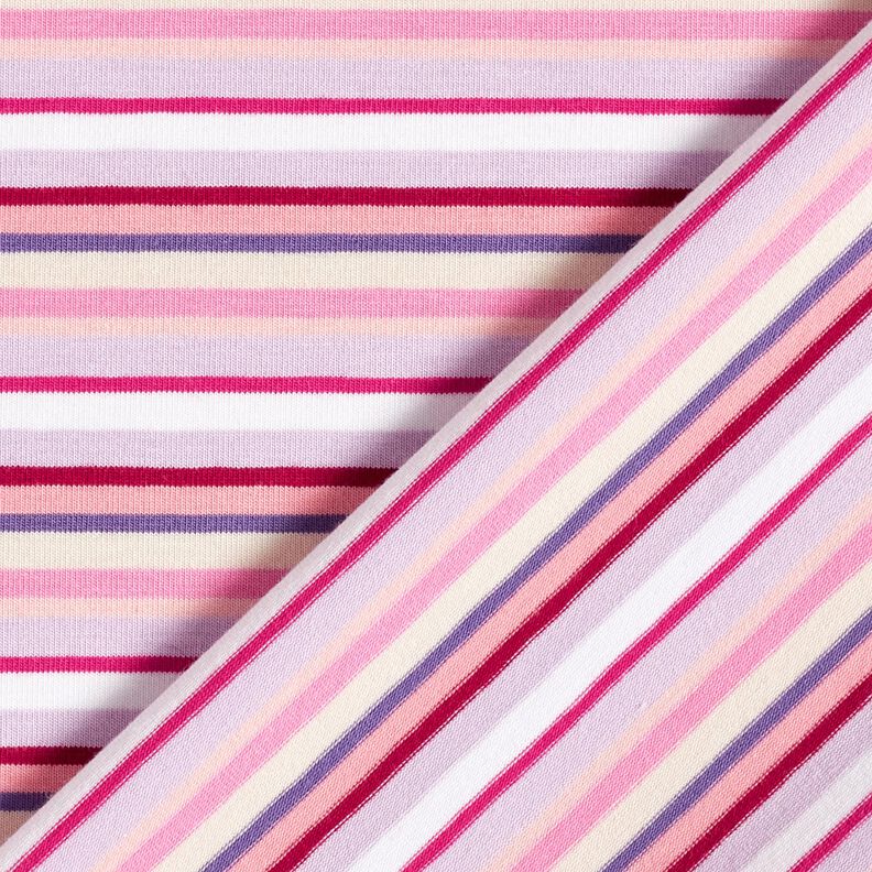 Jersey de algodão Riscas horizontais – lilás/pink,  image number 4