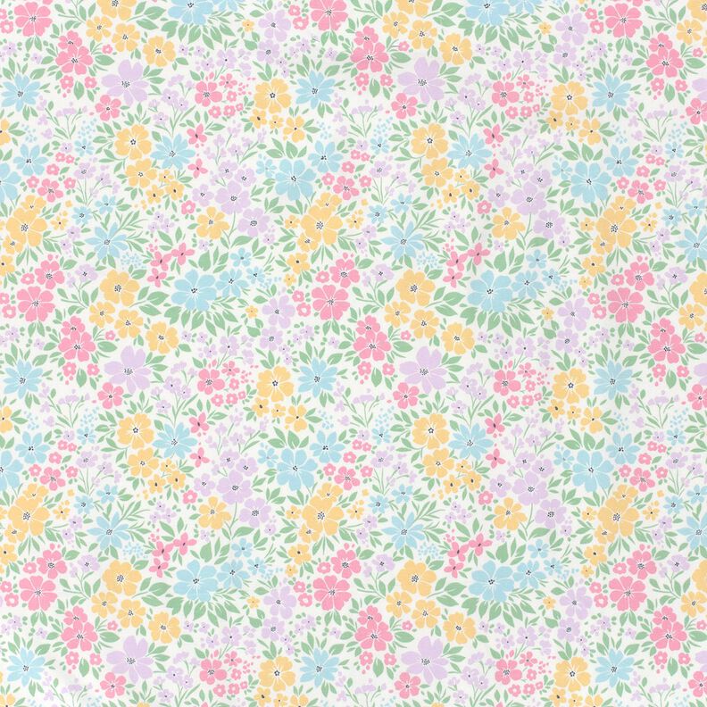 Jersey de algodão Prado de flores delicadas – marfim/vermelho violeta pálido,  image number 1