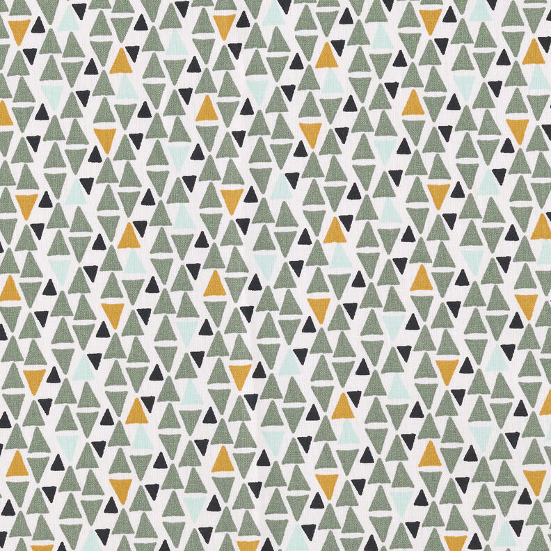 Tecido de algodão Cretone Mini triângulos – verde amarelado/branco,  image number 1