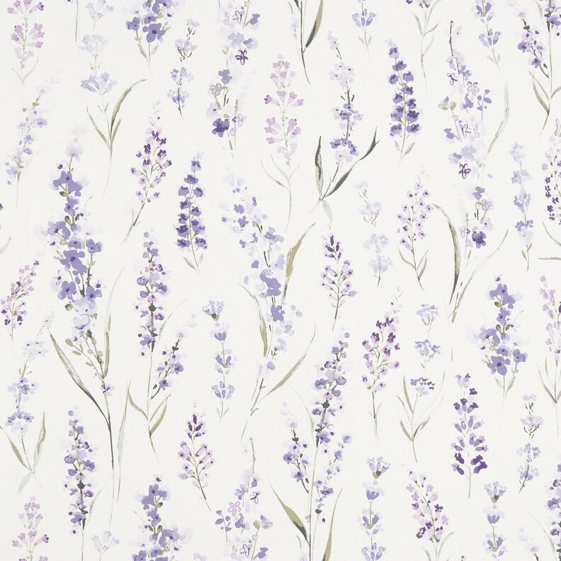 Tecido para decoração Meio linho Panamá Campo de lavanda – marfim/lilás,  image number 1