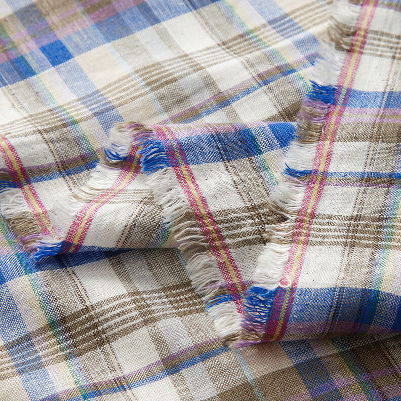 Mistura de viscose e linho Checks – oliva,  image number 3