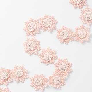 Fita de renda Flores [45 mm] – rosa/branco, 