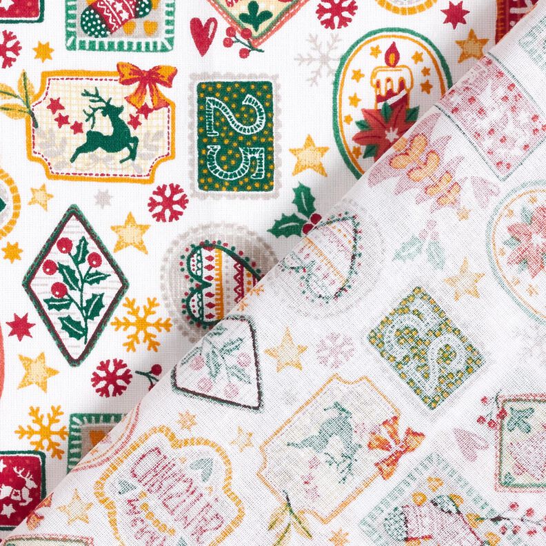 Tecido de algodão Popelina Imagens de Natal – branco/carmin,  image number 4