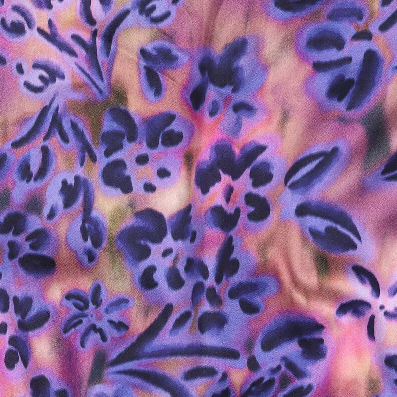 Cetim de algod&atilde;o Flores em aguarela Impress&atilde;o Digital | Poppy Fabrics &ndash; caju/roxo,  image number 2