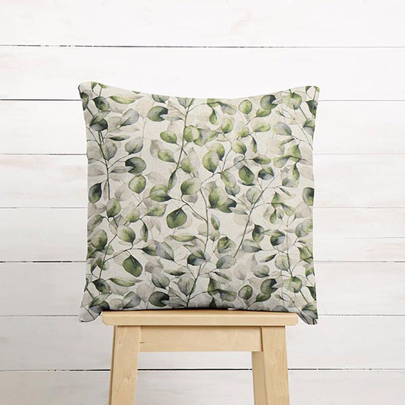 Tecido para decoração Meio linho Panamá Folhas de choupo – natural/oliva escura,  image number 9