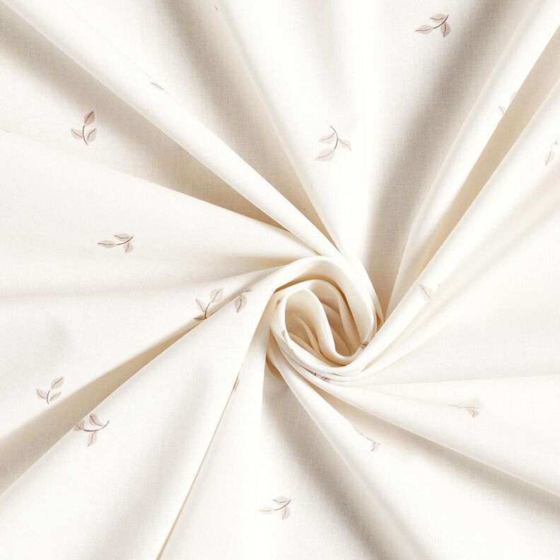 Popelina de algodão Ramos com folhas pequenos – branco/cinzento-névoa,  image number 3